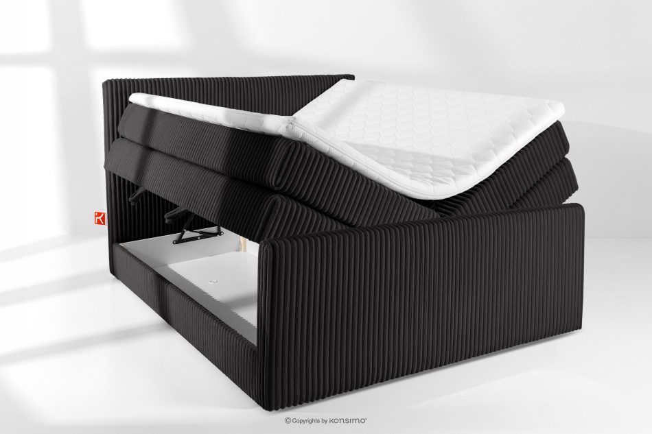STRIX PRO+ Boxspringbett Doppelzimmer mittelhart 160 cm Doppelmatratze + HR-Topper Cordstoff schwarz schwarz - Foto 7