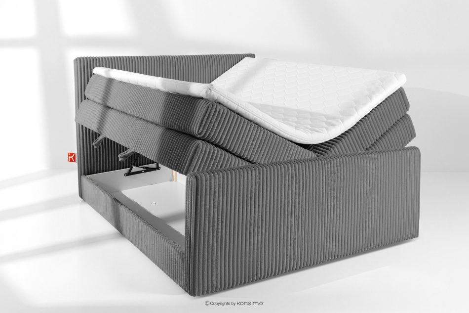 STRIX PRO+ Boxspringbett Doppelzimmer mittelhart 160 cm Doppelmatratze + HR-Topper Cordstoff in Grau grau - Foto 7