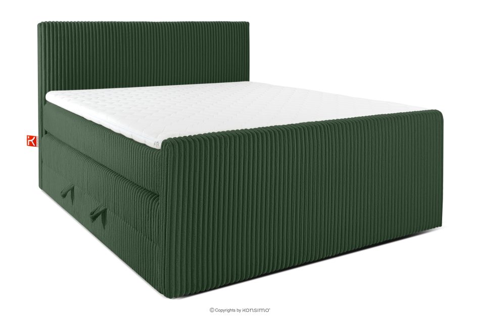 STRIX PRO+ Boxspringbett Doppelzimmer mittelhart 160 cm Doppelmatratze + HR-Topper Cordstoff in Dunkelgrün dunkelgrün - Foto 0