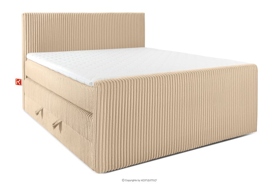 STRIX PRO+ Boxspringbett Doppelzimmer mittelhart 160 cm Doppelmatratze + HR-Topper Cordstoff sandfarben sandfarben - Foto 0