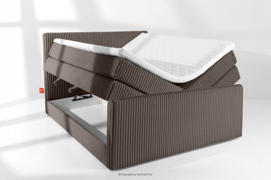 STRIX PRO+ Boxspringbett Doppelzimmer mittelhart 160 cm Doppelmatratze + HR-Topper Cordstoff in Braun braun - Foto 7