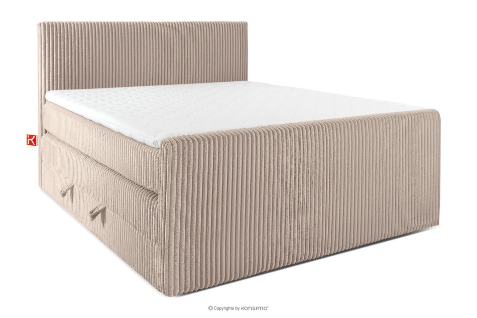 STRIX PRO+ Boxspringbett Doppelzimmer mittelhart 160 cm Doppelmatratze + HR-Topper Cordstoff in Taupe taupe - Foto 0