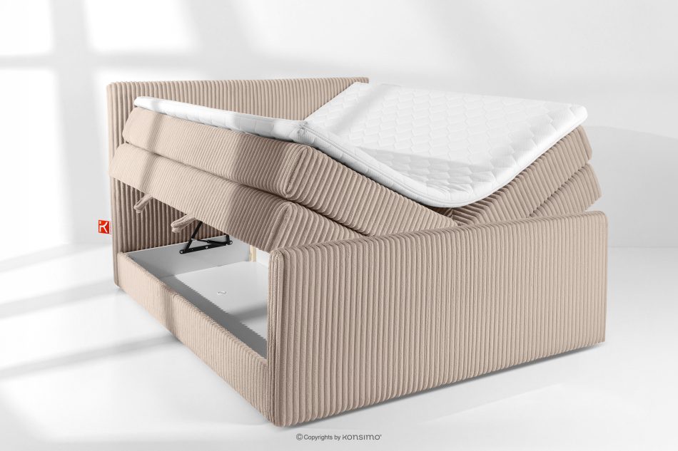 STRIX PRO+ Boxspringbett Doppelzimmer mittelhart 160 cm Doppelmatratze + HR-Topper Cordstoff in Taupe taupe - Foto 7