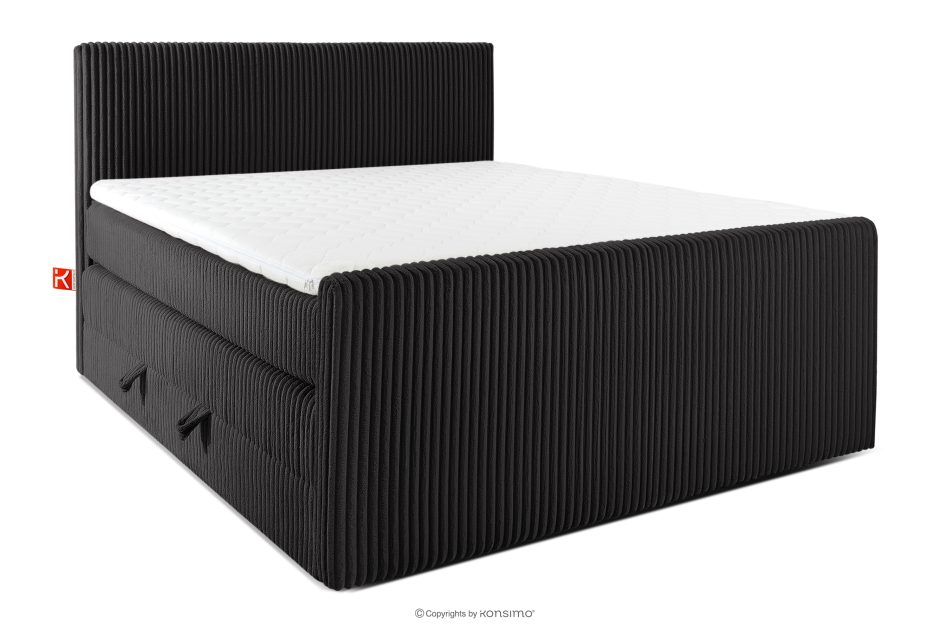 STRIX PRO+ Boxspringbett Doppelzimmer mittelhart 160 cm Doppelmatratze + Visco-Topper Cordstoff schwarz schwarz - Foto 0