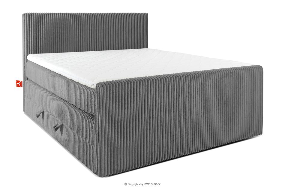 STRIX PRO+ Boxspringbett Doppelzimmer mittelhart 160 cm Doppelmatratze + Visco-Topper Cordstoff grau grau - Foto 0