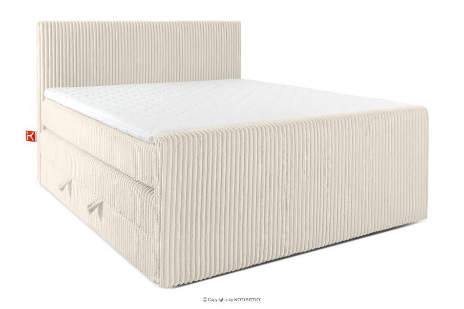 STRIX PRO+ Boxspringbett Doppelzimmer mittelhart 160 cm Doppelmatratze + Visco-Topper Cordstoff weiß/ecru weiß/ecru - Foto 0
