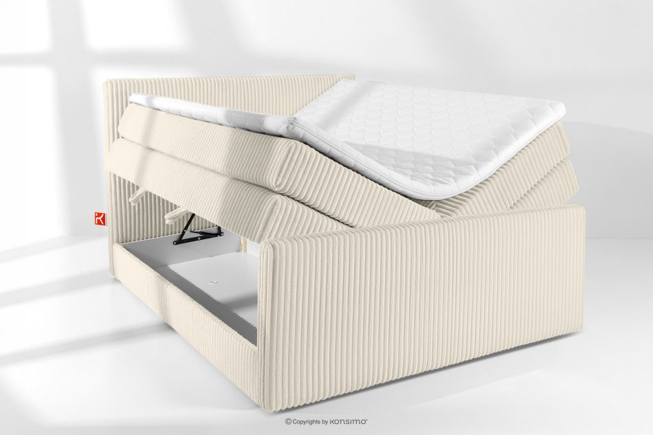 STRIX PRO+ Boxspringbett Doppelzimmer mittelhart 160 cm Doppelmatratze + Visco-Topper Cordstoff weiß/ecru weiß/ecru - Foto 7