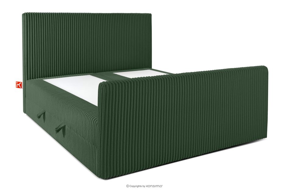 STRIX PRO+ Boxspringbett Doppelzimmer mittelhart 160 cm Doppelmatratze + Visco-Topper Cordstoff in Dunkelgrün dunkelgrün - Foto 3