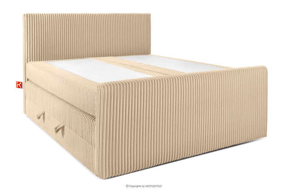 STRIX PRO+ Boxspringbett Doppelzimmer mittelhart 160 cm Doppelmatratze + Visco-Topper Cordstoff sandfarben sandfarben - Foto 2