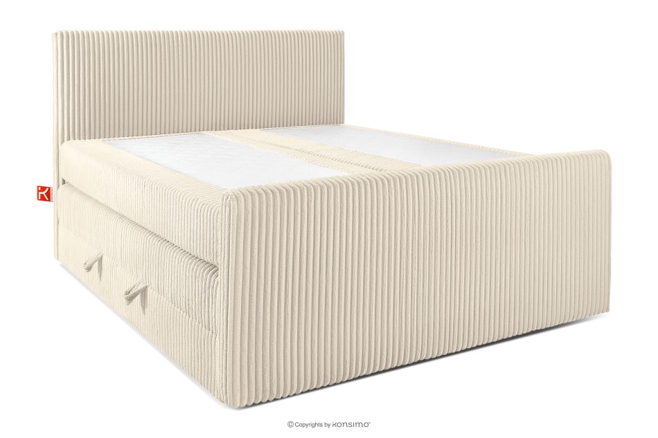 STRIX PRO+ Boxspringbett Doppelzimmer mittelhart 160 cm Doppelmatratze + Visco-Topper Cordstoff beige beige - Foto 2