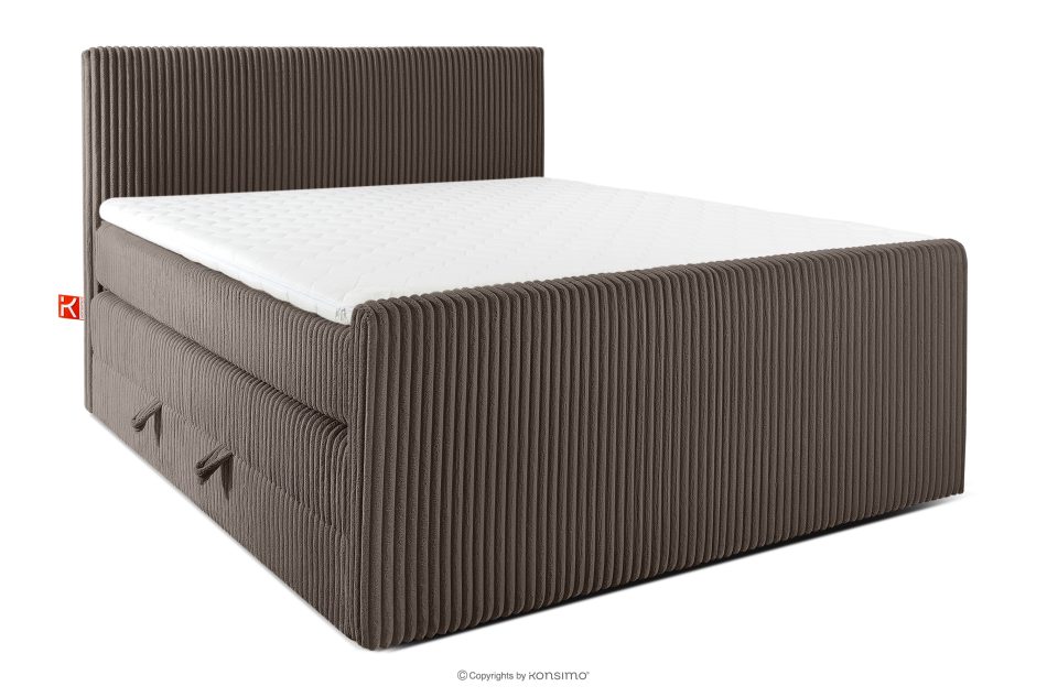 STRIX PRO+ Boxspringbett Doppelzimmer mittelhart 160 cm Doppelmatratze + Visco-Topper Cordstoff braun braun - Foto 0