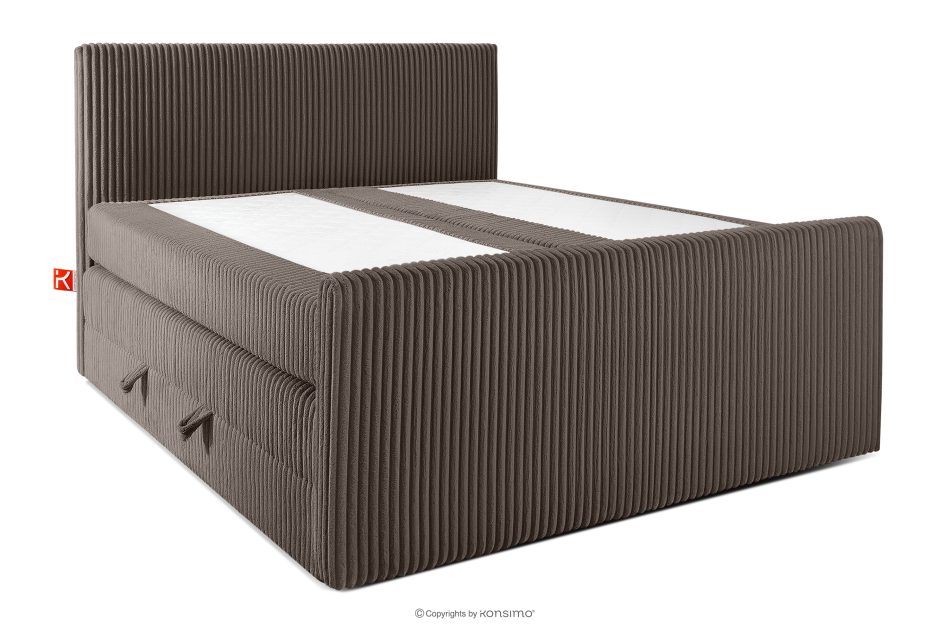 STRIX PRO+ Boxspringbett Doppelzimmer mittelhart 160 cm Doppelmatratze + Visco-Topper Cordstoff braun braun - Foto 2