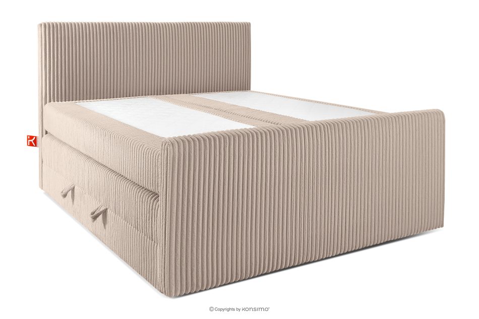 STRIX PRO+ Boxspringbett Doppelzimmer mittelhart 160 cm Doppelmatratze + Visco-Topper Cordstoff taupe taupe - Foto 2