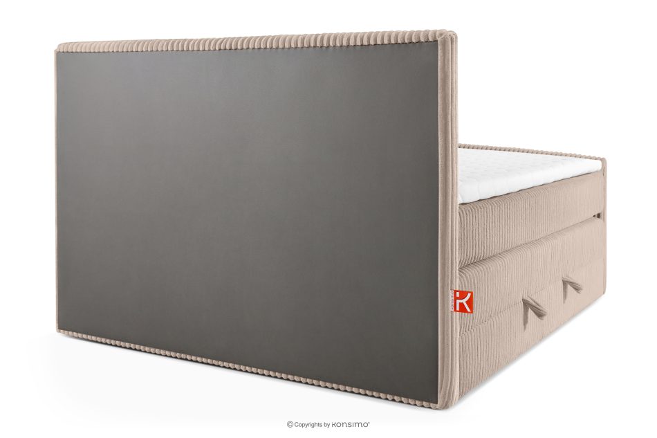 STRIX PRO+ Boxspringbett Doppelzimmer mittelhart 160 cm Doppelmatratze + Visco-Topper Cordstoff taupe taupe - Foto 6