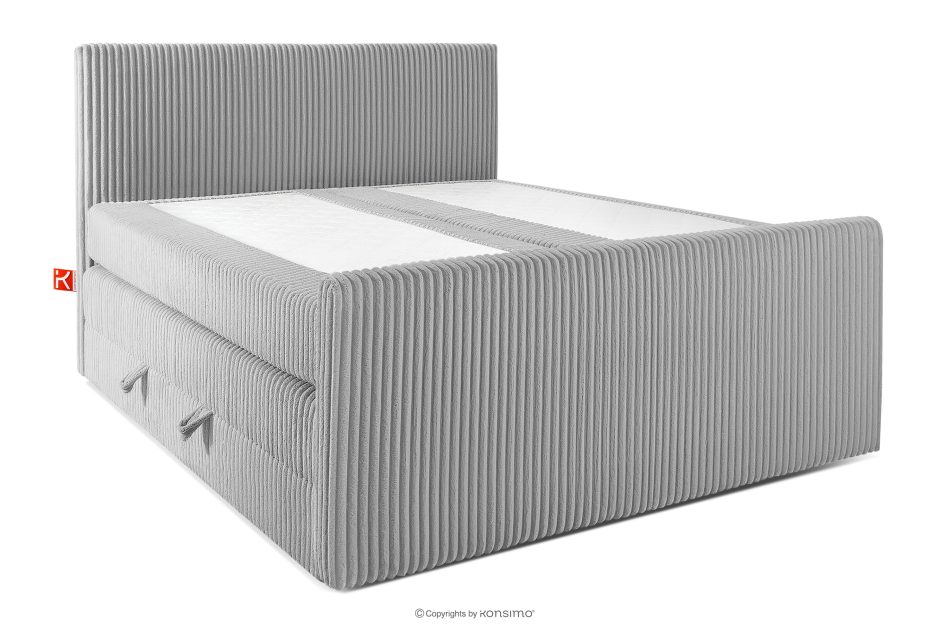 STRIX PRO+ Boxspringbett Doppelzimmer hart 160 cm Doppelmatratze + HR-Topper Cordstoff hellgrau hellgrau - Foto 2