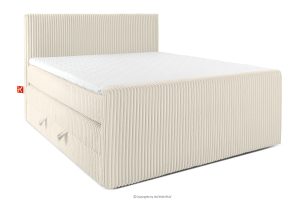 STRIX PRO+, https://konsimo.de/kollektion/strix-pro-2/ Boxspringbett Doppelzimmer hart 160 cm Doppelmatratze + HR-Topper Cordstoff weiß/ecru weiß/ecru - Foto