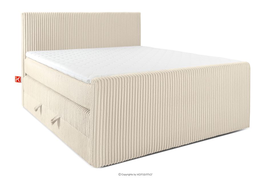STRIX PRO+ Boxspringbett Doppelzimmer hart 160 cm Doppelmatratze + HR-Topper Cordstoff beige beige - Foto 0