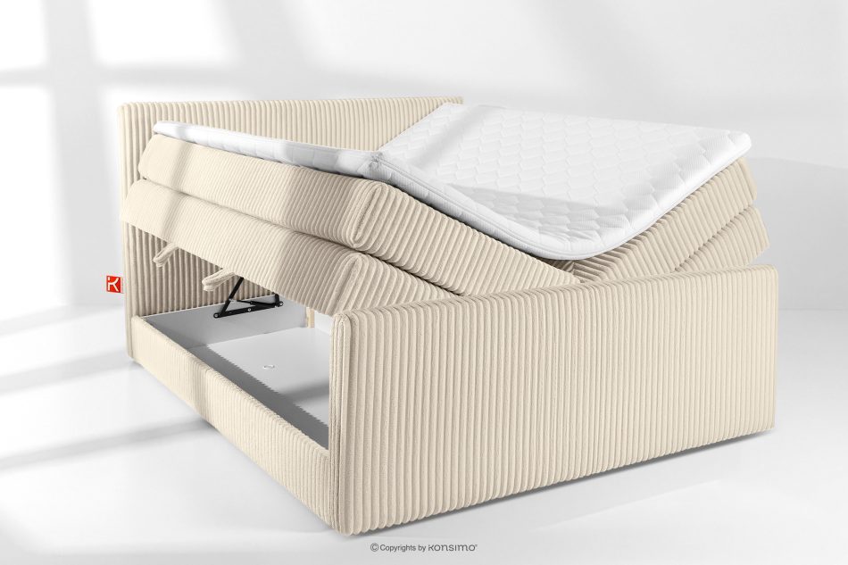STRIX PRO+ Boxspringbett Doppelzimmer hart 160 cm Doppelmatratze + HR-Topper Cordstoff beige beige - Foto 7