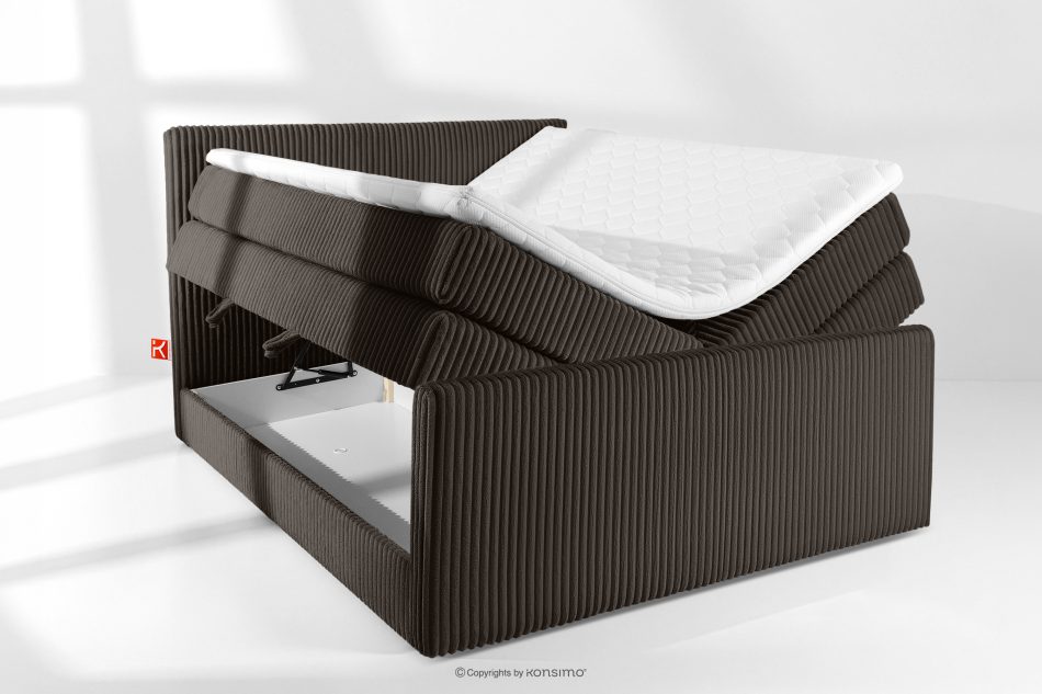 STRIX PRO+ Boxspringbett Doppelzimmer hart 160 cm Doppelmatratze + HR-Topper Cordstoff dunkelbraun dunkelbraun - Foto 7