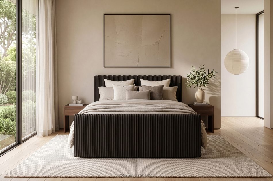 STRIX PRO+ Boxspringbett Doppelzimmer hart 160 cm Doppelmatratze + HR-Topper Cordstoff dunkelbraun dunkelbraun - Foto 18
