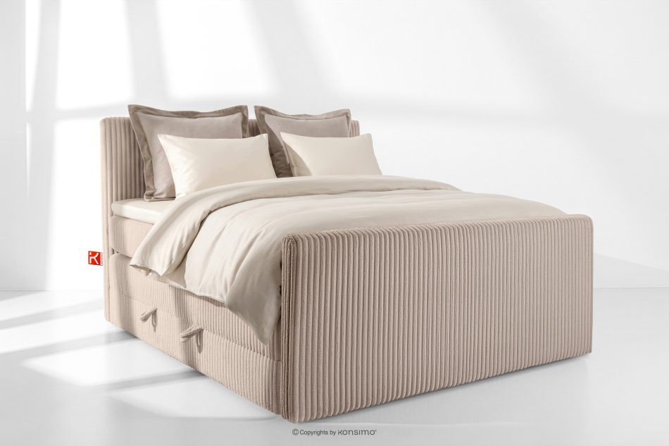STRIX PRO+ Boxspringbett Doppelzimmer hart 160 cm Doppelmatratze + HR-Topper Cordstoff in Taupe taupe - Foto 1