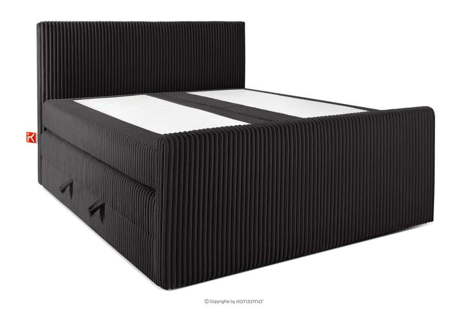 STRIX PRO+ Boxspringbett Doppelzimmer hart 160 cm Doppelmatratze + Visco-Topper Cordstoff schwarz schwarz - Foto 2