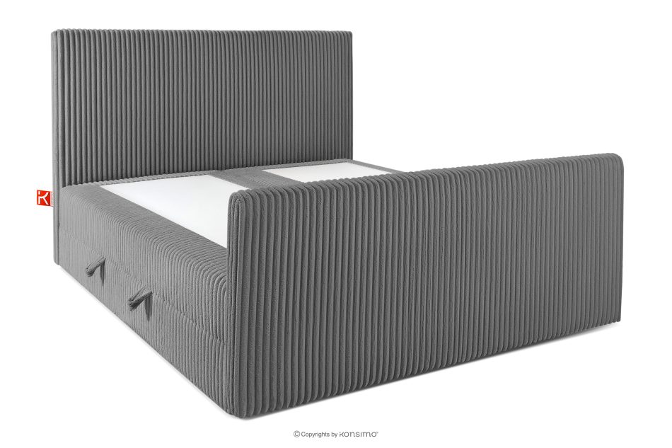 STRIX PRO+ Boxspringbett Doppelzimmer hart 160 cm Doppelmatratze + Visco-Topper Cordstoff grau grau - Foto 3