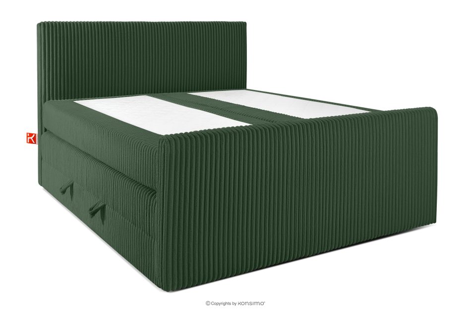 STRIX PRO+ Boxspringbett Doppelzimmer hart 160 cm Doppelmatratze + Visco-Topper Cordstoff dunkelgrün dunkelgrün - Foto 2