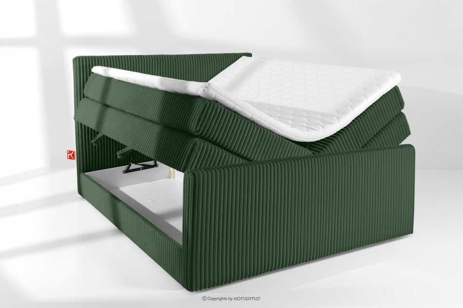 STRIX PRO+ Boxspringbett Doppelzimmer hart 160 cm Doppelmatratze + Visco-Topper Cordstoff dunkelgrün dunkelgrün - Foto 7