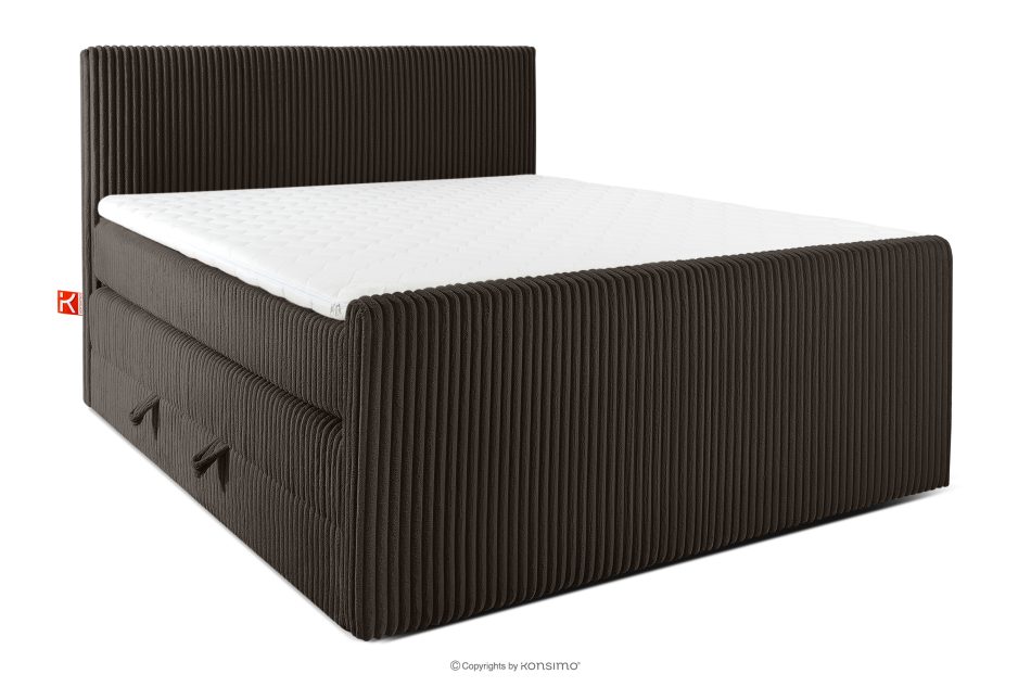 STRIX PRO+ Boxspringbett Doppelzimmer hart 160 cm Doppelmatratze + Visco-Topper Cordstoff dunkelbraun dunkelbraun - Foto 0