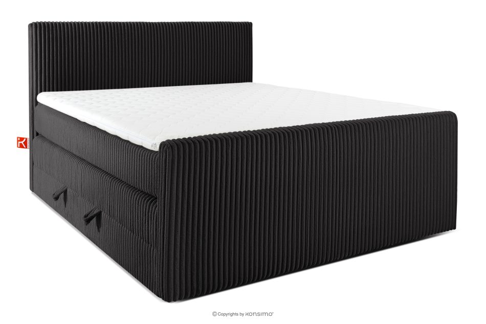 STRIX PRO+ Boxspringbett Doppelzimmer mittelhart 180 cm Doppelmatratze + HR-Topper Cordstoff schwarz schwarz - Foto 0