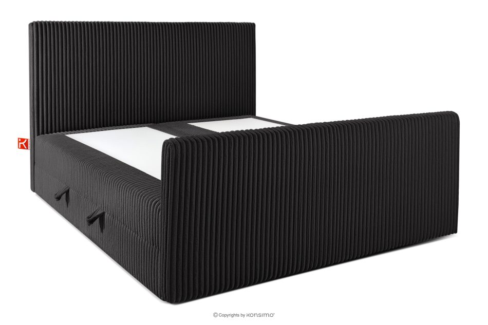 STRIX PRO+ Boxspringbett Doppelzimmer mittelhart 180 cm Doppelmatratze + HR-Topper Cordstoff schwarz schwarz - Foto 3