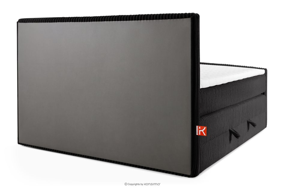 STRIX PRO+ Boxspringbett Doppelzimmer mittelhart 180 cm Doppelmatratze + HR-Topper Cordstoff schwarz schwarz - Foto 6