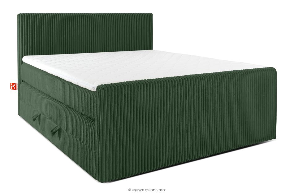 STRIX PRO+ Boxspringbett Doppelzimmer mittelhart 180 cm Doppelmatratze + HR-Topper Cordstoff in Dunkelgrün dunkelgrün - Foto 0