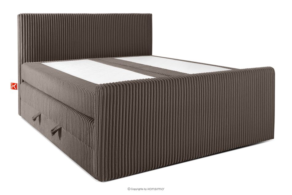STRIX PRO+ Boxspringbett Doppelzimmer mittelhart 180 cm Doppelmatratze + HR-Topper Cordstoff in Braun braun - Foto 2