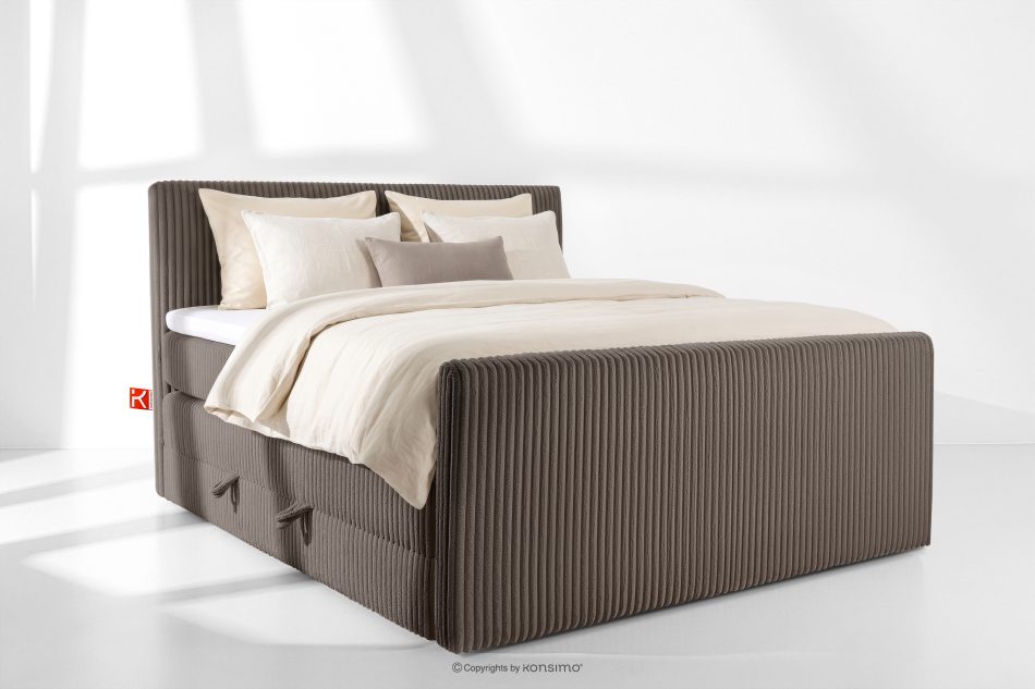 STRIX PRO+ Boxspringbett Doppelzimmer mittelhart 180 cm Doppelmatratze + HR-Topper Cordstoff in Braun braun - Foto 1