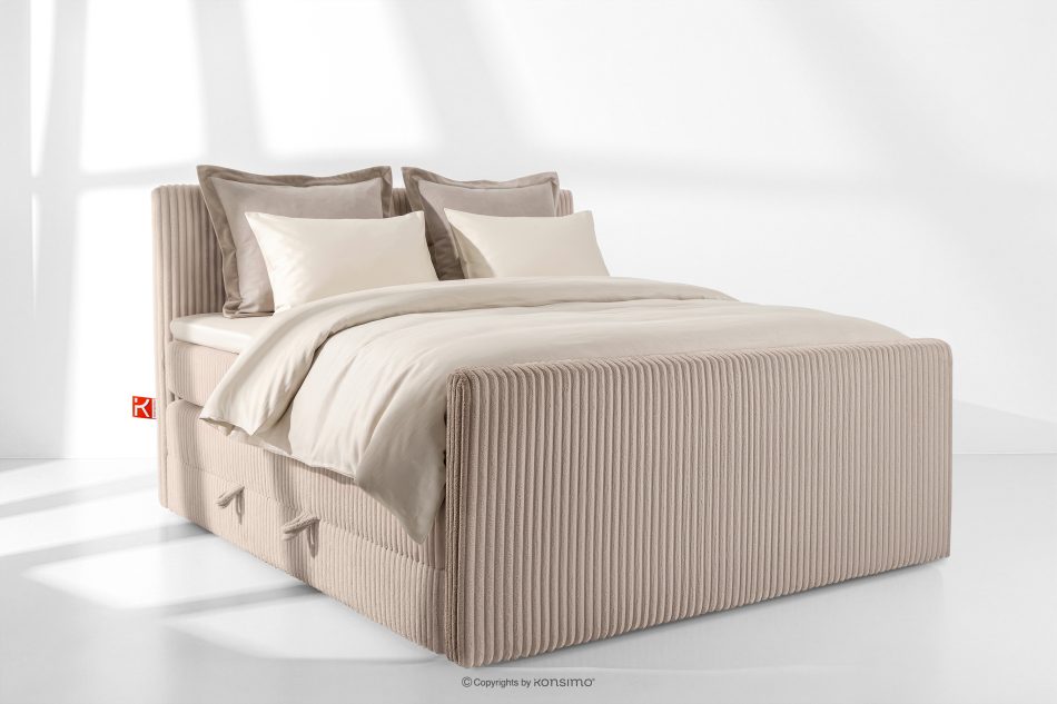 STRIX PRO+ Boxspringbett Doppelzimmer mittelhart 180 cm Doppelmatratze + HR-Topper Cordstoff in Taupe taupe - Foto 1