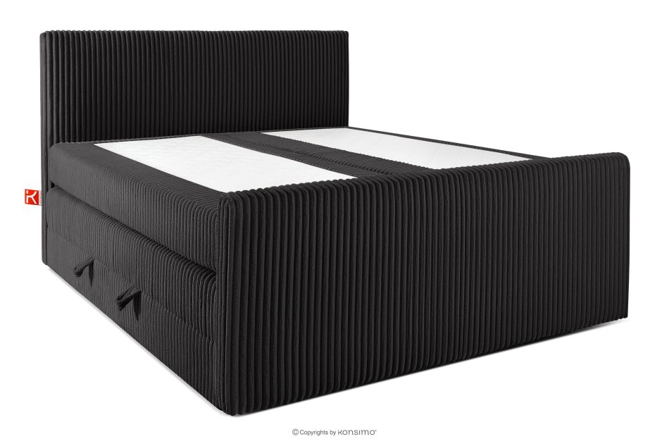 STRIX PRO+ Boxspringbett Doppelzimmer mittelhart 180 cm Doppelmatratze + Visco-Topper Cordstoff schwarz schwarz - Foto 2