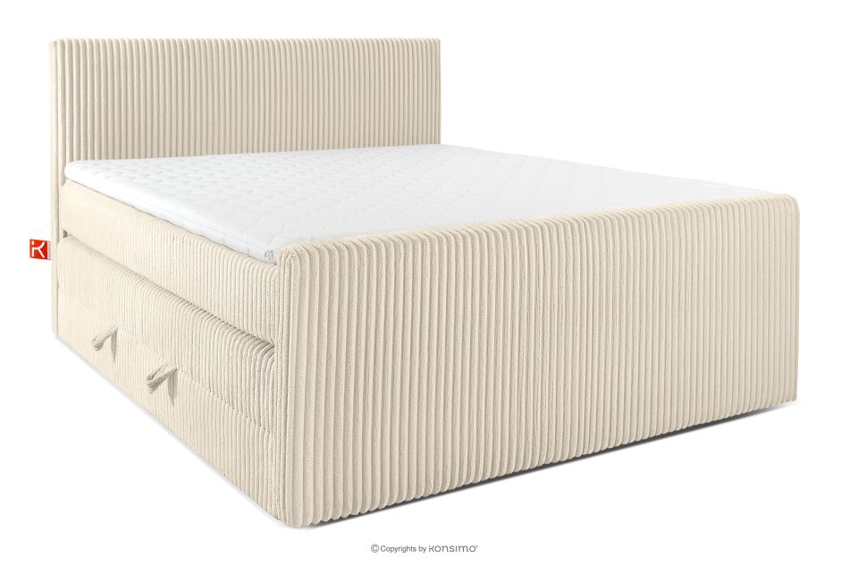 STRIX PRO+ Boxspringbett Doppelzimmer mittelhart 180 cm Doppelmatratze + Visco-Topper Cordstoff beige beige - Foto 0