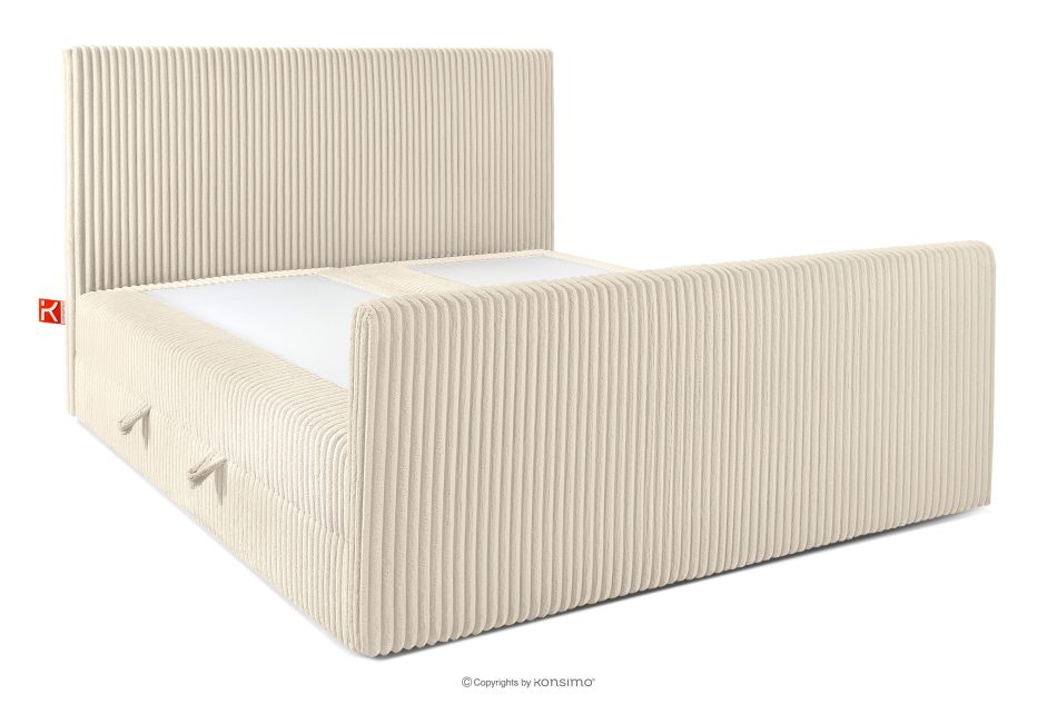 STRIX PRO+ Boxspringbett Doppelzimmer mittelhart 180 cm Doppelmatratze + Visco-Topper Cordstoff beige beige - Foto 3