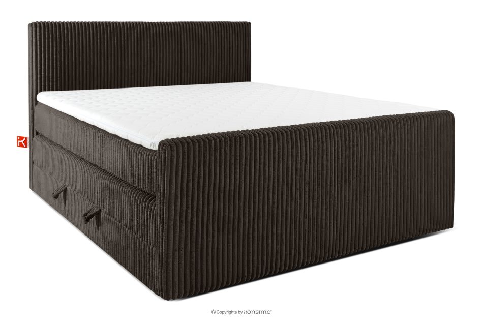STRIX PRO+ Boxspringbett Doppelzimmer mittelhart 180 cm Doppelmatratze + Visco-Topper Cordstoff in Dunkelbraun dunkelbraun - Foto 0