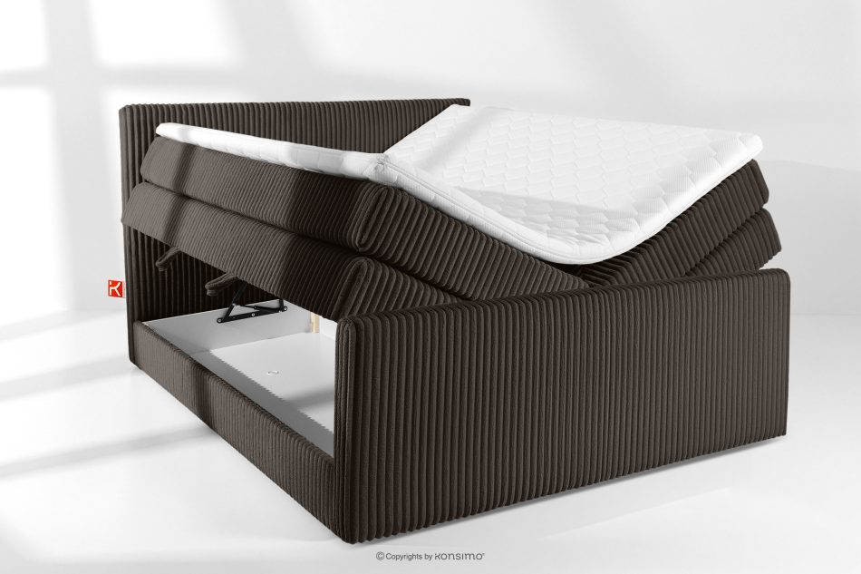 STRIX PRO+ Boxspringbett Doppelzimmer mittelhart 180 cm Doppelmatratze + Visco-Topper Cordstoff in Dunkelbraun dunkelbraun - Foto 7