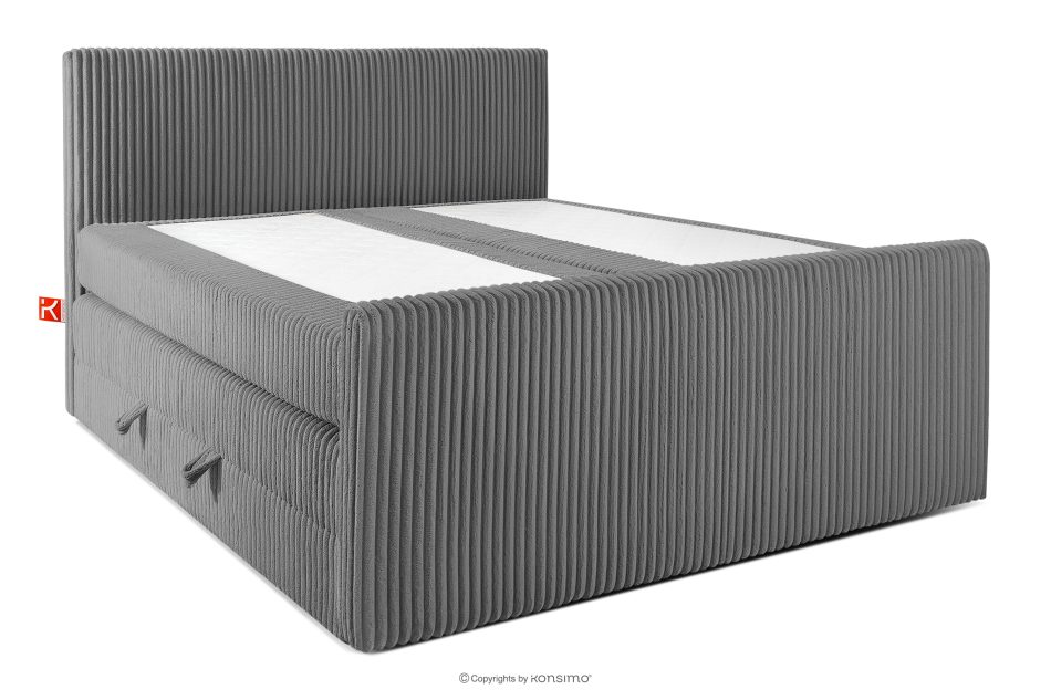 STRIX PRO+ Boxspringbett Doppelzimmer hart 180 cm Doppelmatratze + HR-Topper Cordstoff grau grau - Foto 2