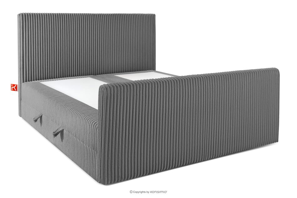 STRIX PRO+ Boxspringbett Doppelzimmer hart 180 cm Doppelmatratze + HR-Topper Cordstoff grau grau - Foto 3