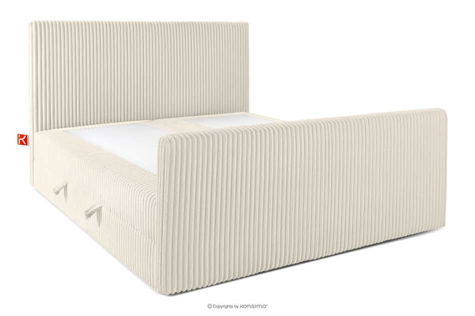 STRIX PRO+ Boxspringbett Doppelzimmer hart 180 cm Doppelmatratze + HR-Topper Cordstoff weiß/ecru weiß/ecru - Foto 3