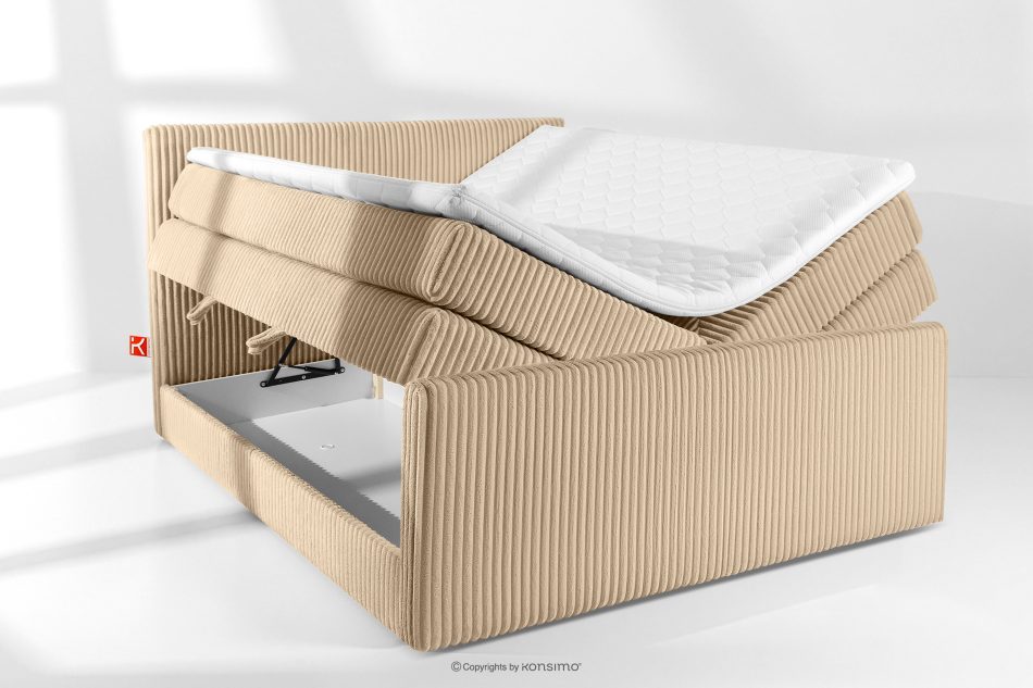 STRIX PRO+ Boxspringbett Doppelzimmer hart 180 cm Doppelmatratze + HR-Topper Cordstoff sandfarben sandfarben - Foto 7