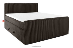 STRIX PRO+, https://konsimo.de/kollektion/strix-pro-2/ Boxspringbett Doppelzimmer hart 180 cm Doppelmatratze + HR-Topper aus dunkelbraunem Cordstoff dunkelbraun - Foto