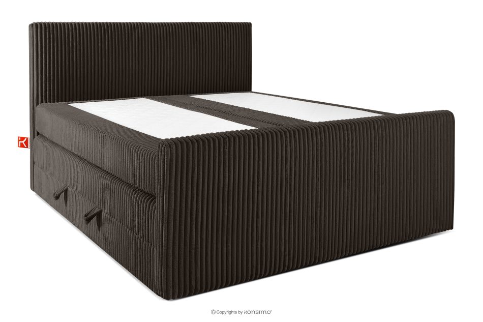 STRIX PRO+ Boxspringbett Doppelzimmer hart 180 cm Doppelmatratze + HR-Topper aus dunkelbraunem Cordstoff dunkelbraun - Foto 2