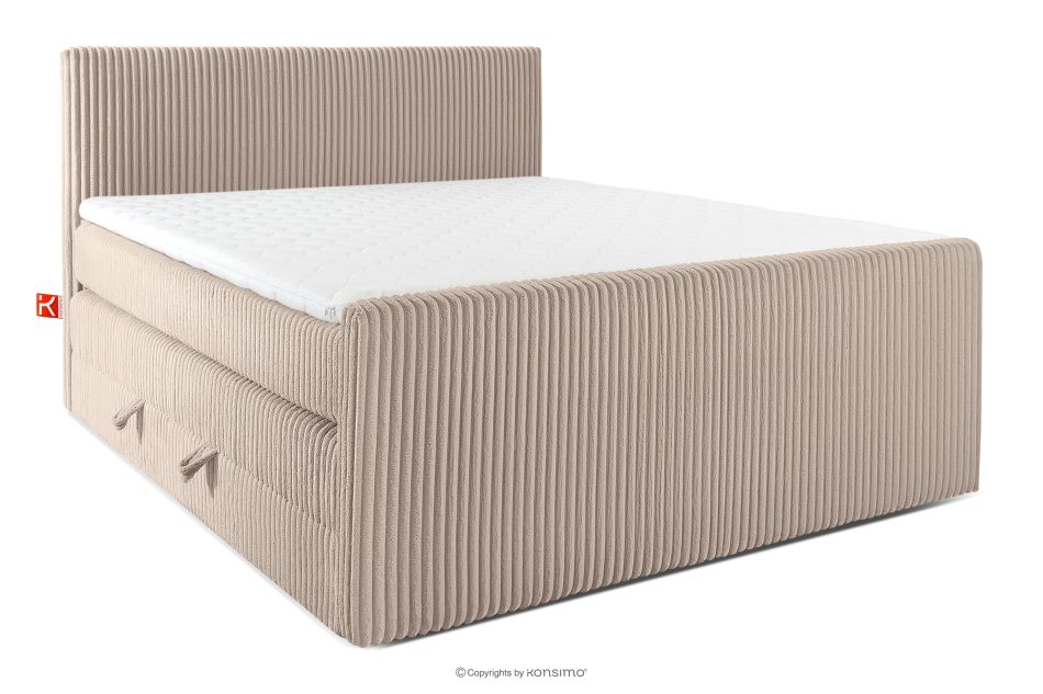 STRIX PRO+ Boxspringbett Doppelzimmer hart 180 cm Doppelmatratze + HR-Topper Cordstoff taupe taupe - Foto 0