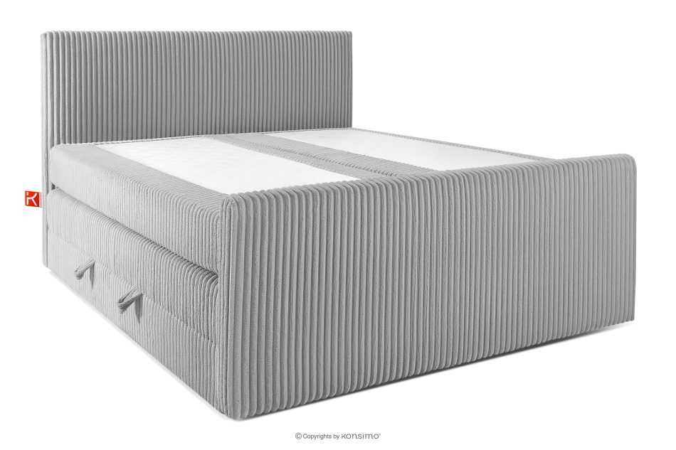 STRIX PRO+ Boxspringbett Doppelzimmer hart 180 cm Doppelmatratze + Visco-Topper Cordstoff hellgrau hellgrau - Foto 2